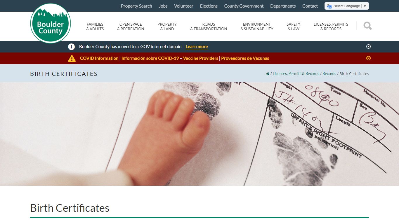 Birth Certificates - Boulder County